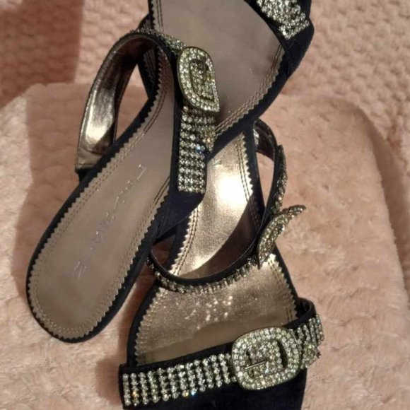 Womens High Heels Embellished Rhinestone Strap - Picture 2 of 5
